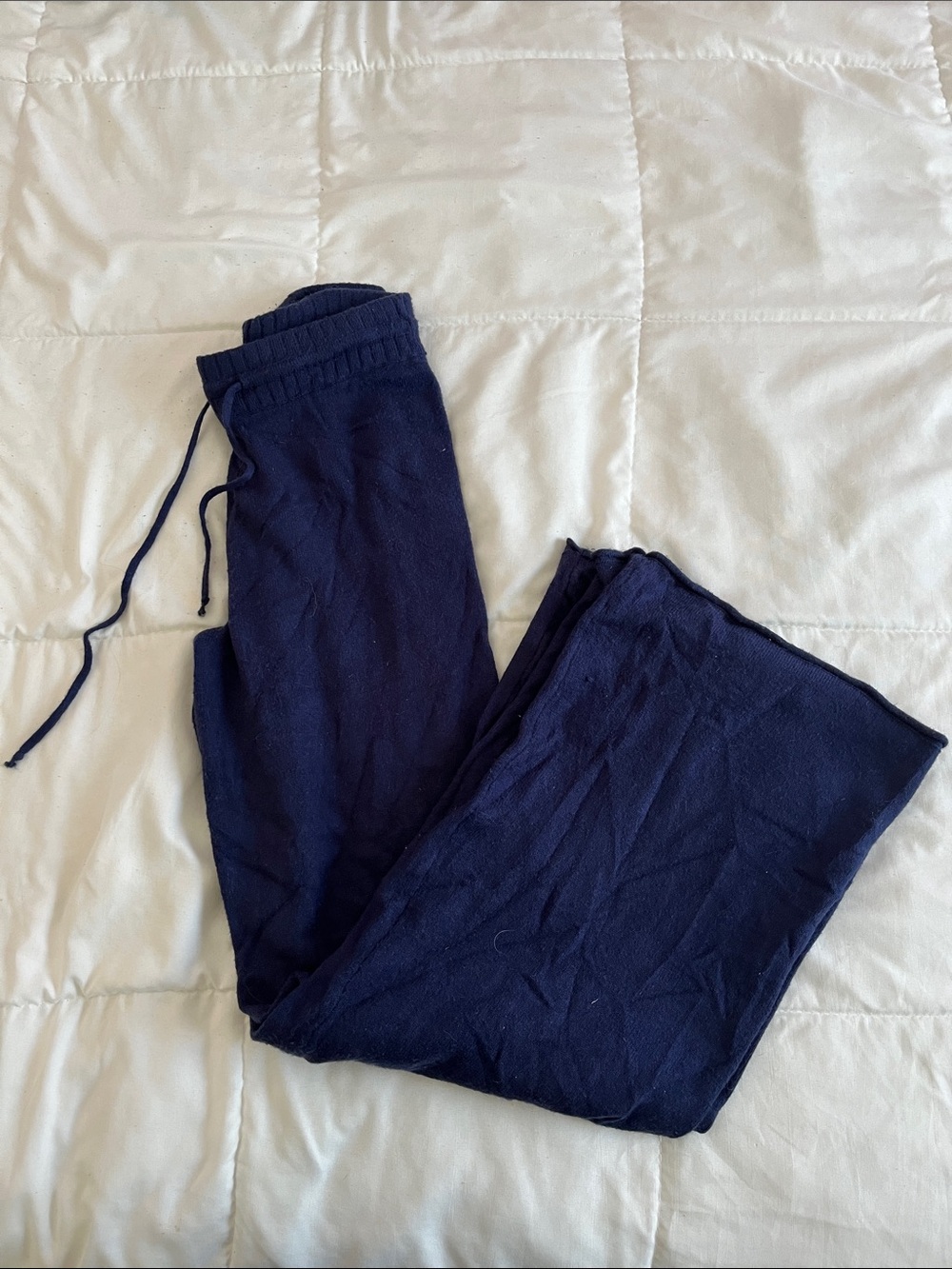Navy Knit Lounge Pants - Casual Drawstring Comfort